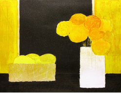ベルナール・カトラン「黄色い花束とレモンバスケット」